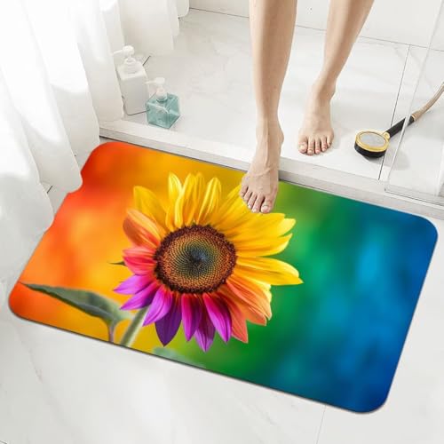 Badezimmerteppich Groß Schnelltrocknend Badteppich 140x200cm Rutschfester Badematte Colorful Absorbierender Duschvorleger Waschbar Badvorleger Dünn Bath Bathroom Mat Fußmatten Toilette Badewanne 5-256 von Generisch