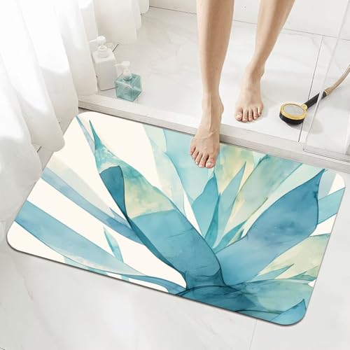 Badezimmerteppich Groß Schnelltrocknend Badteppich 140x200cm Rutschfester Badematte Cyan Absorbierender Duschvorleger Waschbar Badvorleger Dünn Bath Bathroom Mat Fußmatten Toilette Badewanne 5-312 von Generisch