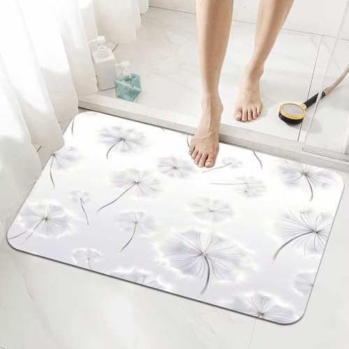 Badezimmerteppich Groß Schnelltrocknend Badteppich 140x200cm Rutschfester Badematte Dandelion Absorbierender Duschvorleger Waschbar Badvorleger Bath Bathroom Mat Fußmatten Toilette Badewanne 5-348 von Generisch