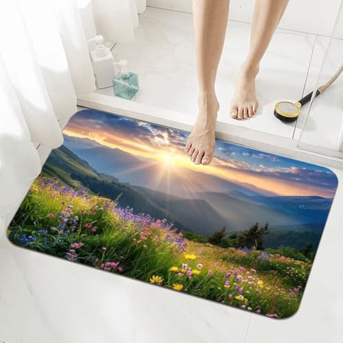 Badezimmerteppich Groß Schnelltrocknend Badteppich 140x200cm Rutschfester Badematte Landscape Absorbierender Duschvorleger Waschbar Badvorleger Bath Bathroom Mat Fußmatten Toilette Badewanne 5-614 Badezimmerteppich Groß Schnelltrocknend Badteppich 140x200cm Rutschfester Badematte Landscape Absorbierender Duschvorleger Waschbar Badvorleger Bath Bathroom Mat Fußmatten Toilette Badewanne 5-614 von Generisch
