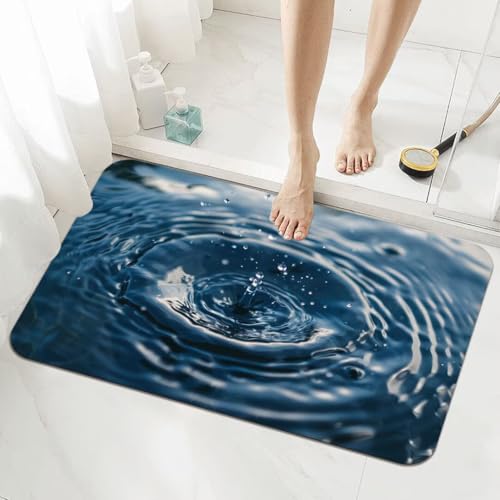 Badezimmerteppich Groß Schnelltrocknend Badteppich 160x230cm Rutschfester Badematte Blue Absorbierender Duschvorleger Waschbar Badvorleger Dünn Bath Bathroom Mat Fußmatten Toilette Badewanne 5-110 von Generisch