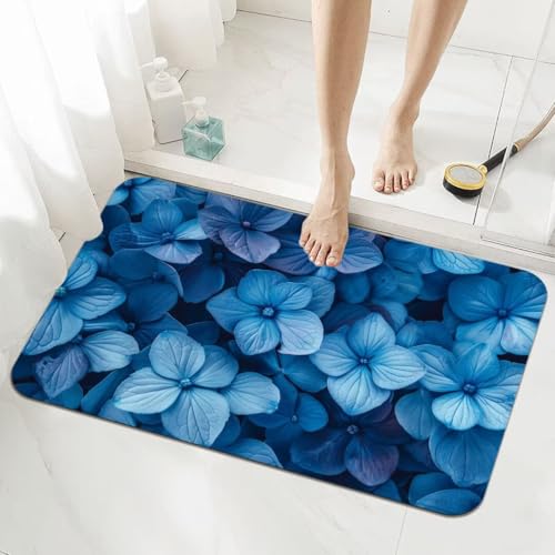 Badezimmerteppich Groß Schnelltrocknend Badteppich 160x230cm Rutschfester Badematte Blue Absorbierender Duschvorleger Waschbar Badvorleger Dünn Bath Bathroom Mat Fußmatten Toilette Badewanne 5-122 von Generisch