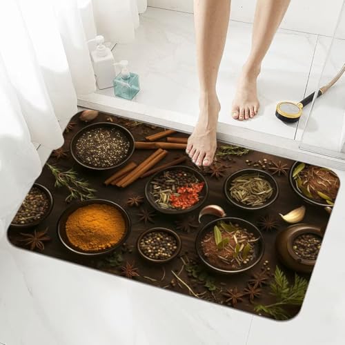 Badezimmerteppich Groß Schnelltrocknend Badteppich 160x230cm Rutschfester Badematte Brown Absorbierender Duschvorleger Waschbar Badvorleger Dünn Bath Bathroom Mat Fußmatten Toilette Badewanne 5-132 von Generisch