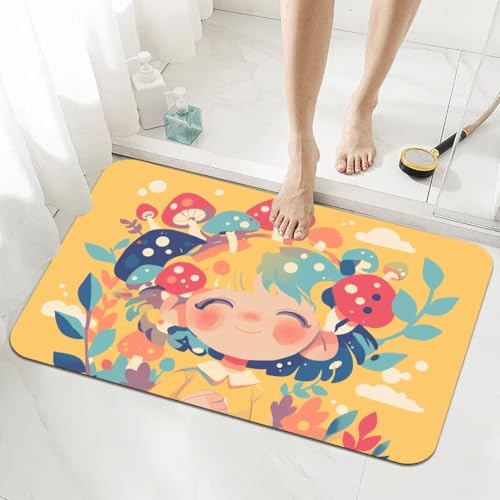 Badezimmerteppich Groß Schnelltrocknend Badteppich 160x230cm Rutschfester Badematte Cartoon Absorbierender Duschvorleger Waschbar Badvorleger Dünn Bath Bathroom Mat Fußmatten Toilette Badewanne 5-166 von Generisch