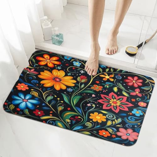 Badezimmerteppich Groß Schnelltrocknend Badteppich 160x230cm Rutschfester Badematte Daisy Absorbierender Duschvorleger Waschbar Badvorleger Dünn Bath Bathroom Mat Fußmatten Toilette Badewanne 5-332 von Generisch