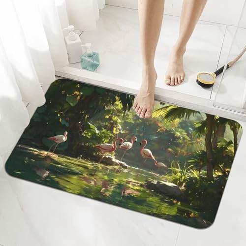 Badezimmerteppich Groß Schnelltrocknend Badteppich 160x230cm Rutschfester Badematte Landscape Absorbierender Duschvorleger Waschbar Badvorleger Bath Bathroom Mat Fußmatten Toilette Badewanne 5-622 von Generisch
