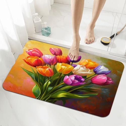 Badezimmerteppich Groß Schnelltrocknend Badteppich 160x230cm Rutschfester Badematte Lily Absorbierender Duschvorleger Waschbar Badvorleger Dünn Bath Bathroom Mat Fußmatten Toilette Badewanne 5-640 von Generisch