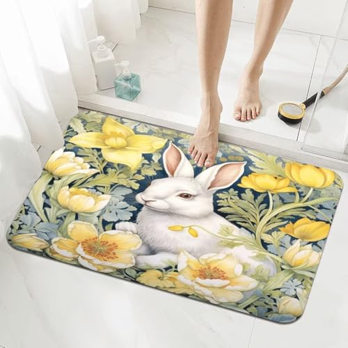Badezimmerteppich Groß Schnelltrocknend Badteppich 160x230cm Rutschfester Badematte Rabbit Absorbierender Duschvorleger Waschbar Badvorleger Dünn Bath Bathroom Mat Fußmatten Toilette Badewanne 5-900 von Generisch
