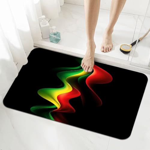 Badezimmerteppich Groß Schnelltrocknend Badteppich 80x120cm Rutschfester Badematte Modern Absorbierender Duschvorleger Waschbar Badvorleger Dünn Bath Bathroom Mat Fußmatten Toilette Badewanne 5-694 von Generisch