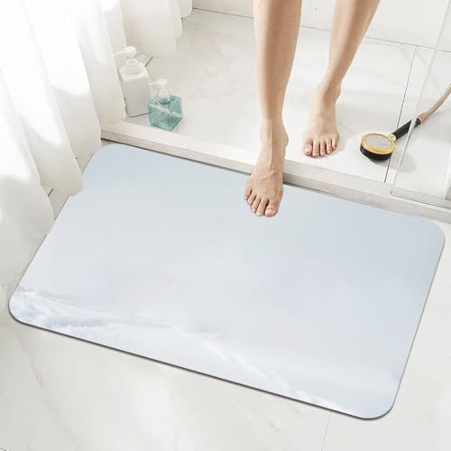 Badezimmerteppich Groß Schnelltrocknend Badteppich 80x120cm Rutschfester Badematte Snow Absorbierender Duschvorleger Waschbar Badvorleger Dünn Bath Bathroom Mat Fußmatten Toilette Badewanne 5-990 von Generisch