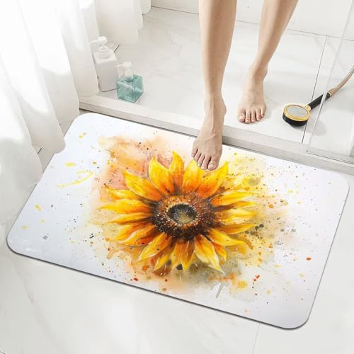 Badezimmerteppich Groß Schnelltrocknend Badteppich 80x150cm Rutschfester Badematte Cream Absorbierender Duschvorleger Waschbar Badvorleger Dünn Bath Bathroom Mat Fußmatten Toilette Badewanne 5-302 von Generisch