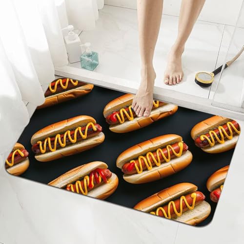 Badezimmerteppich Groß Schnelltrocknend Badteppich 80x150cm Rutschfester Badematte Food Absorbierender Duschvorleger Waschbar Badvorleger Dünn Bath Bathroom Mat Fußmatten Toilette Badewanne 5-450 von Generisch