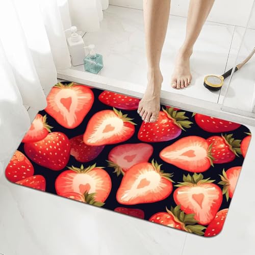 Badezimmerteppich Groß Schnelltrocknend Badteppich 80x150cm Rutschfester Badematte Fruits Absorbierender Duschvorleger Waschbar Badvorleger Dünn Bath Bathroom Mat Fußmatten Toilette Badewanne 5-464 von Generisch