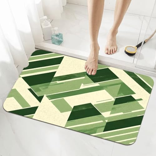 Badezimmerteppich Groß Schnelltrocknend Badteppich 80x150cm Rutschfester Badematte Geometric Absorbierender Duschvorleger Waschbar Badvorleger Dünn Bath Bathroom Mat Fußmatten Toilette Badewanne 5-496 von Generisch