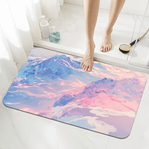 Badezimmerteppich Groß Schnelltrocknend Badteppich 90x150cm Rutschfester Badematte Scenery Absorbierender Duschvorleger Waschbar Badvorleger Dünn Bath Bathroom Mat Fußmatten Toilette Badewanne 5-972 von Generisch