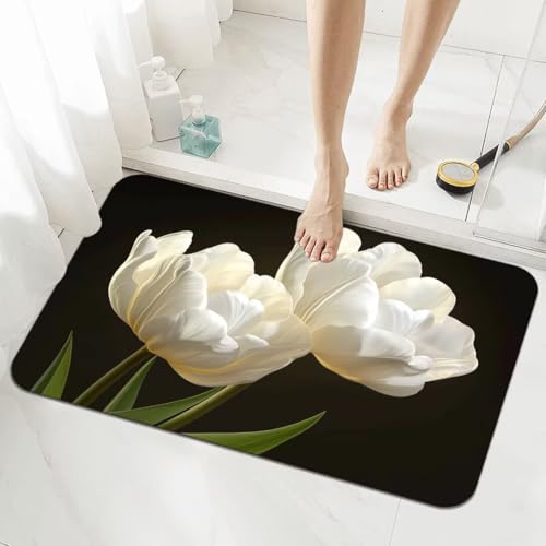 Badezimmerteppich Kleine Schnelltrocknend Badteppich 40x60cm Rutschfester Badematte Lily Absorbierender Duschvorleger Waschbar Badvorleger Dünn Bath Bathroom Mat Fußmatten Toilette Badewanne 5-644 von Generisch