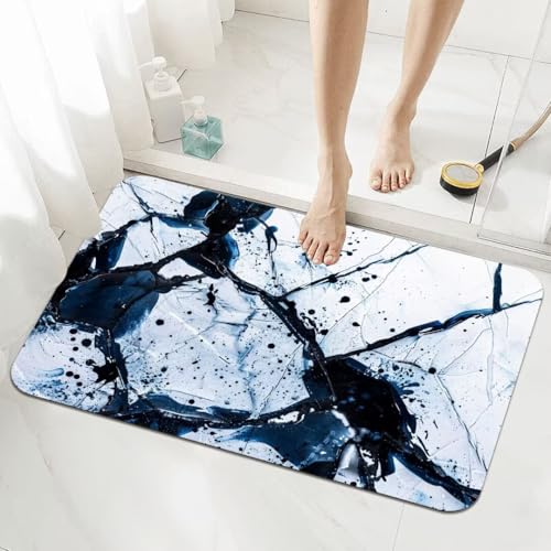 Badezimmerteppich Kleine Schnelltrocknend Badteppich 40x60cm Rutschfester Badematte Marble Absorbierender Duschvorleger Waschbar Badvorleger Dünn Bath Bathroom Mat Fußmatten Toilette Badewanne 5-688 von Generisch