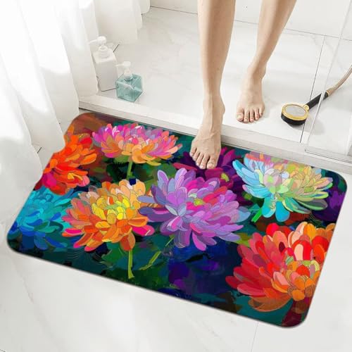 Badezimmerteppich Kleine Schnelltrocknend Badteppich 40x60cm Rutschfester Badematte Spring Absorbierender Duschvorleger Waschbar Badvorleger Dünn Bath Bathroom Mat Fußmatten Toilette Badewanne 5-1020 von Generisch