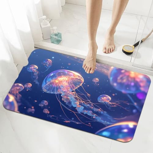 Badezimmerteppich Kleine Schnelltrocknend Badteppich 50x80cm Rutschfester Badematte Cartoon Absorbierender Duschvorleger Waschbar Badvorleger Dünn Bath Bathroom Mat Fußmatten Toilette Badewanne 5-178 von Generisch