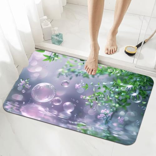 Badezimmerteppich Kleine Schnelltrocknend Badteppich 50x80cm Rutschfester Badematte Modern Absorbierender Duschvorleger Waschbar Badvorleger Dünn Bath Bathroom Mat Fußmatten Toilette Badewanne 5-700 von Generisch