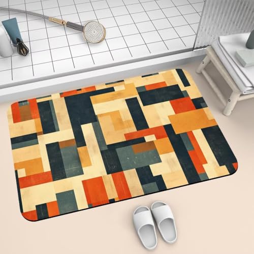 Badezimmerteppich groß Badteppich 100x160cm Badematte Badvorleger Rutschfester Waschbar Badezimmer Teppiche, Badematten Super Absorbierender Bath Mat, Dünn Teppich Schnelltrocknend Abstract 2-542 von Generisch