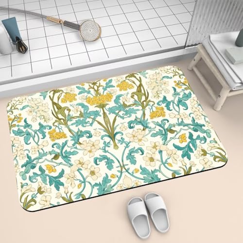 Badezimmerteppich groß Badteppich 100x160cm Badematte Badvorleger Rutschfester Waschbar Badezimmer Teppiche, Badematten Super Absorbierender Bath Mat, Dünn Teppich Schnelltrocknend Vintage 2-254 von Generisch