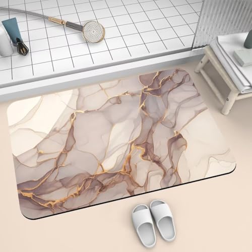 Badezimmerteppich groß Badteppich 140x200cm Badematte Badvorleger Rutschfester Waschbar Badezimmer Teppiche, Badematten Super Absorbierender Bath Mat, Dünn Teppich Schnelltrocknend Brown 2-554 von Generisch