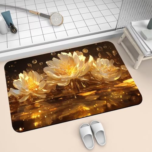 Badezimmerteppich groß Badteppich 160x230cm Badematte Badvorleger Rutschfester Waschbar Badezimmer Teppiche, Badematten Super Absorbierender Bath Mat, Dünn Teppich Schnelltrocknend Pflanze 2-26 von Generisch