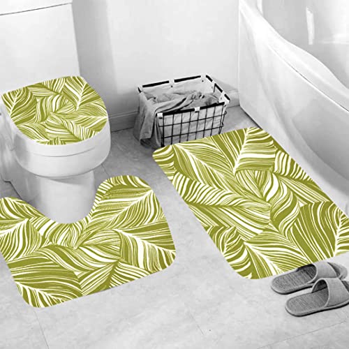 Badgarnitur 3 Teilig Badezimmerteppich Waschbar Badematte rutschfest,Wc Vorleger Mit Ausschnitt Und Badematte, Badvorleger Toilette Teppich 45X75Cm Gelbe Blätter Badgarnitur 3 Teilig Badezimmerteppich Waschbar Badematte rutschfest,Wc Vorleger Mit Ausschnitt Und Badematte, Badvorleger Toilette Teppich 45X75Cm Gelbe Blätter von Generisch