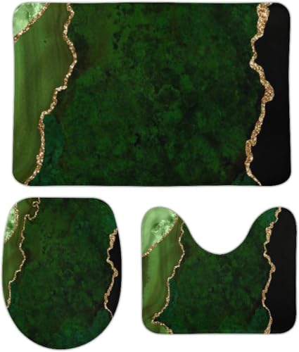 Badteppich Set 3-Teilig Grüner Und Goldener Kunstglitzer Badezimmer Vorleger 3-Teiliges Wasserabsorbierender Badezimmerteppich Atmungsaktivem Badematte Für Wc-Abdeckung Dusche Badewanne Badteppich Set 3-Teilig Grüner Und Goldener Kunstglitzer Badezimmer Vorleger 3-Teiliges Wasserabsorbierender Badezimmerteppich Atmungsaktivem Badematte Für Wc-Abdeckung Dusche Badewanne von Generisch