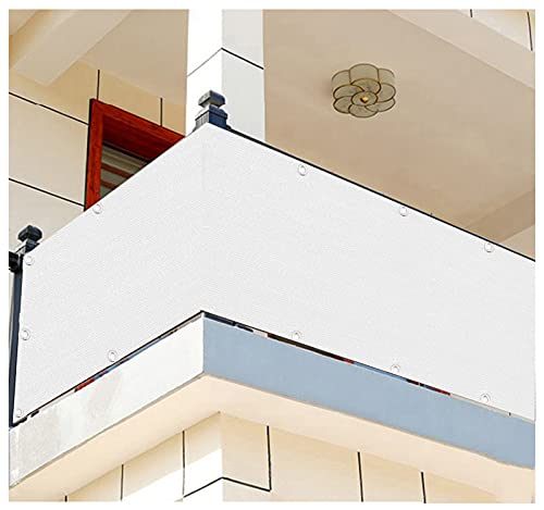 Balkon – 0,6 x 5 m Gartenzaun für den Außenbereich – weißer Windschutz mit Kabelbindern und Seilen – 0,6 m Höhe – ideal für Terrassen- und Terrassenschutz von Generisch