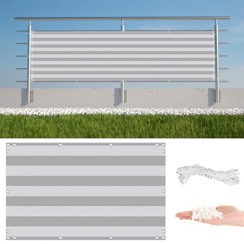 Balkon 3 m x 4 m – wetterbeständige, wasser- und schmutzabweisende Zaunabdeckung mit Kabelbindern & Seil – hellgrau gestreiftes Schattierungsnetz für Geländer & Terrassensichtschutz Balkon 3 m x 4 m – wetterbeständige, wasser- und schmutzabweisende Zaunabdeckung mit Kabelbindern & Seil – hellgrau gestreiftes Schattierungsnetz für Geländer & Terrassensichtschutz von Generisch