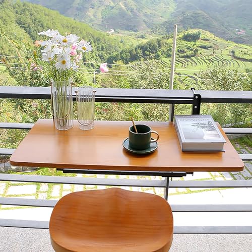 Balkon-Stehtisch für Geländer, Klapptisch für den Außenbereich, schwebende Regale, hängende Halbtische, faltbares Aufbewahrungsdesign, für Terrassen-, Patio-, Garten- und Balkonmöbel, einfac von Generisch