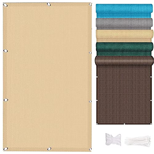 Balkon & Terrasse Abdeckung 115x950cm Sandgelb Wind- & UV-Schutz wetterfest inklusive Kabelbinder Schutzplane für Gartenmöbel Sonnenschutz langlebig von Generisch