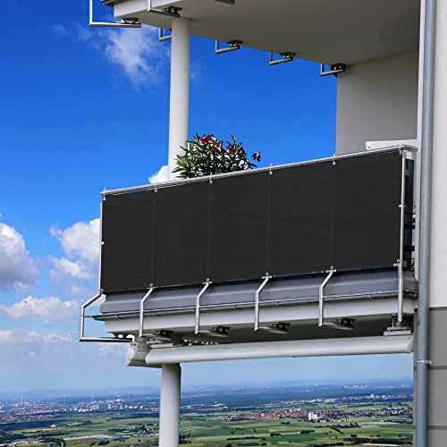 Balkonabdeckung 95 x 500 cm mit UV-Schutz für Balkon Rechteckige Überdachung mit Kabelbindern für Outdoor Terrassenüberdachung Hellgrau Balkonabdeckung 95 x 500 cm mit UV-Schutz für Balkon Rechteckige Überdachung mit Kabelbindern für Outdoor Terrassenüberdachung Hellgrau von Generisch