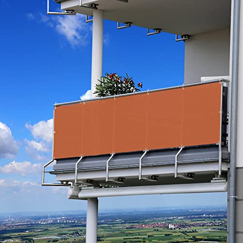 Balkonabdeckung 95 x 500 cm mit UV-Schutz für Balkon Rechteckige Überdachung mit Kabelbindern für Outdoor Terrassenüberdachung Hellgrau von Generisch