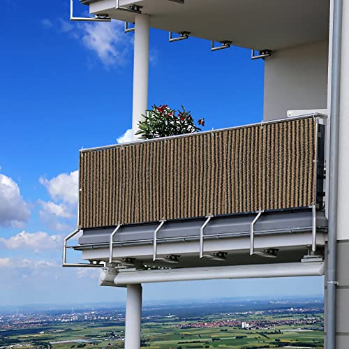 Balkonabdeckung 95 x 500 cm mit UV-Schutz für Balkon Rechteckige Überdachung mit Kabelbindern für Outdoor Terrassenüberdachung Hellgrau von Generisch