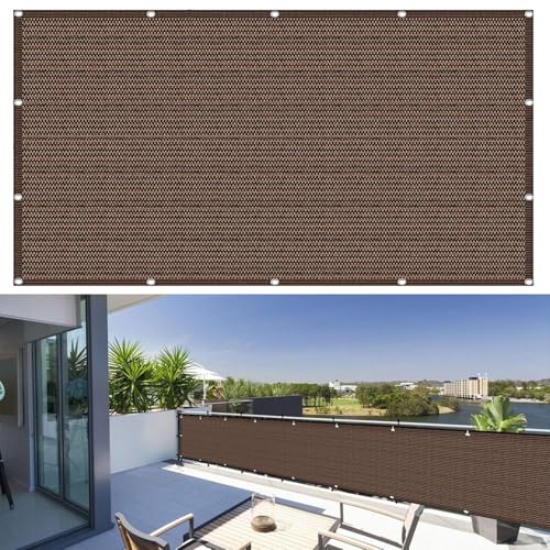 Balkongeländerabdeckung 200x200cm HDPE 220g/m² UV-Schutz für Garten & Pool braun Outdoor Schattenlösung von Generisch