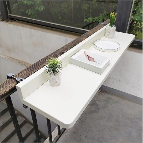 Balkonhängetisch Klappbar 5-Fach Höhenverstellbarer Tisch für Balkongeländer | Aluminiumprofil | Wetterfester Klapptisch für Terrasse & Garten (White, 80 x 39 cm) von Generisch