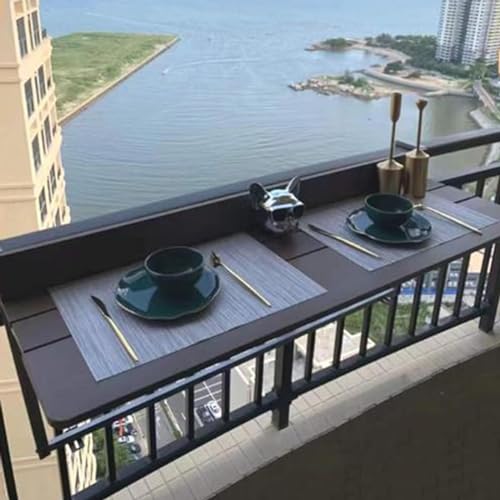 Balkonhängetisch für den Außenbereich mit Geländer – klappbarer Terrassen-Gartentisch für kleine Räume – platzsparender Handlauf-Hängetisch für Pflanzen und Getränke (Größe: 120 x 37 cm) von Generisch