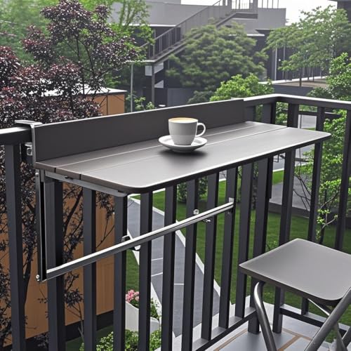 Balkontisch zum Aufhängen, Aluminium-Klapptisch, höhenverstellbar, platzsparender Schreibtisch für den Außenbereich, Terrasse Balkontisch zum Aufhängen, Aluminium-Klapptisch, höhenverstellbar, platzsparender Schreibtisch für den Außenbereich, Terrasse von Generisch