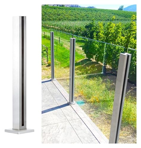 Balustradenpfosten aus Glas mit Zapfenschlitzen, quadratisch, Zaunstütze für Treppe (Endpfostenhöhe 100 cm) von Generisch
