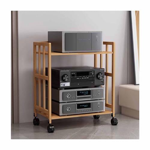 Bambus-AV-Media-Schrankständer, mobiles Audio-Komponenten-Aufbewahrungsregal für Wohnzimmer, Gaming und Aufnahmen, stilvolles Audio-Tower-Regal (Braun, 80 x 38 x 158 cm) von Generisch