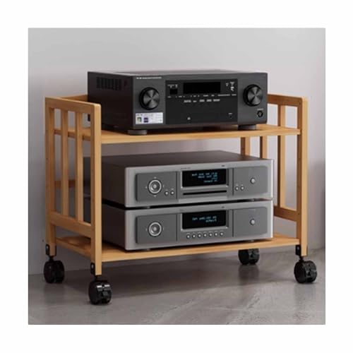 Bambus-AV-Media-Schrankständer, mobiles Audio-Komponenten-Aufbewahrungsregal für Wohnzimmer, Gaming und Aufnahmen, stilvolles Audio-Turm-Regal (Braun, 80 x 38 x 158 cm) von Generisch