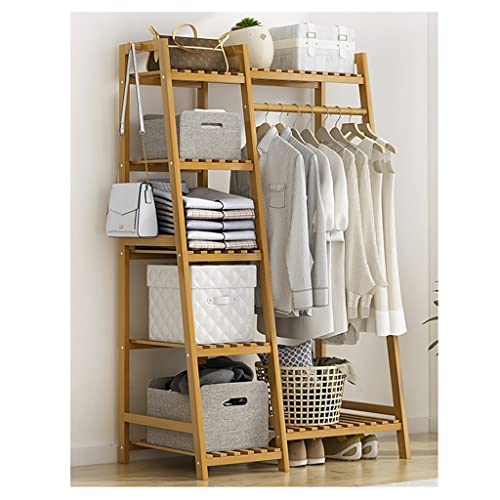 Bambus-Kleiderständer mit 7 Ablagen und 2 Kleiderhaken, Braun, 130 x 40 x 140 cm Bambus-Kleiderständer mit 7 Ablagen und 2 Kleiderhaken, Braun, 130 x 40 x 140 cm von Generisch