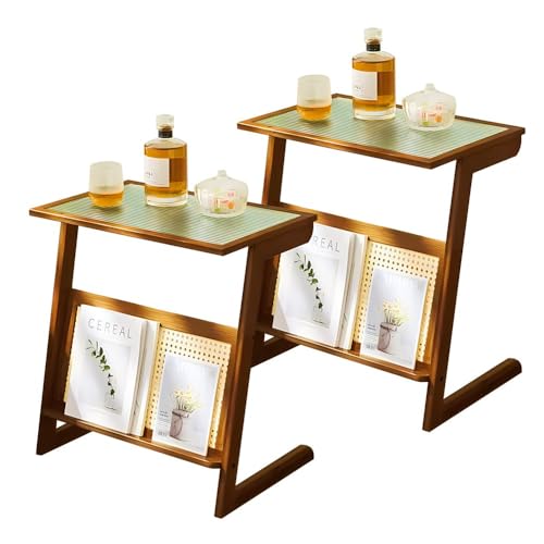 Bambus Nachttische 2er Set mit Zeitschriftenständer - Multifunktionale Nachttische aus Glas für kleine Räume, einfache Montage für Wohnzimmer oder Schlafzimmer Bambus Nachttische 2er Set mit Zeitschriftenständer - Multifunktionale Nachttische aus Glas für kleine Räume, einfache Montage für Wohnzimmer oder Schlafzimmer von Generisch