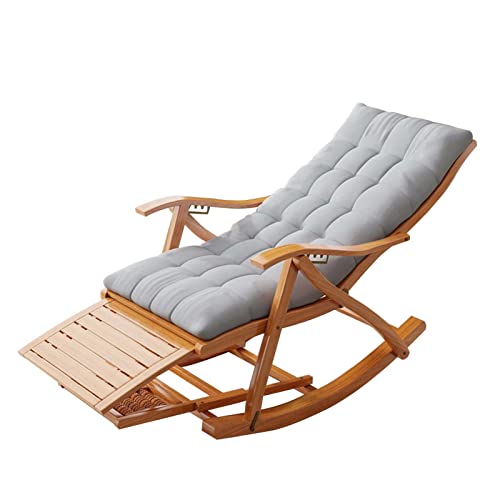Bambus-Schaukelstuhl mit verstellbarer Rückenlehne und abnehmbarer Matte für Outdoor-Freizeit und Gartenkomfort von Generisch