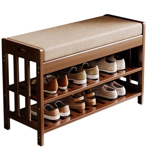 Bambus-Schuhbank mit Kissen, 3-stöckig, Aufbewahrungs-Organizer für Eingangsbereich und Wohnzimmer, stilvolle und funktionale Fußstütze, platzsparendes Design, langlebig und umweltfreundlich Bambus-Schuhbank mit Kissen, 3-stöckig, Aufbewahrungs-Organizer für Eingangsbereich und Wohnzimmer, stilvolle und funktionale Fußstütze, platzsparendes Design, langlebig und umweltfreundlich von Generisch