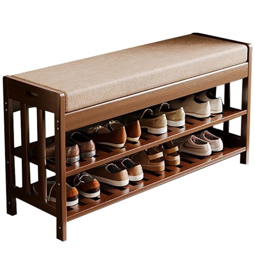 Bambus-Schuhbank mit Kissen, stilvolles Schuhregal, 80 kg Kapazität, langlebige Aufbewahrung für Flur, Badezimmer, Wohnzimmer, erhältlich in 50/60/70/80/90 cm x 27 cm x 44 cm Bambus-Schuhbank mit Kissen, stilvolles Schuhregal, 80 kg Kapazität, langlebige Aufbewahrung für Flur, Badezimmer, Wohnzimmer, erhältlich in 50/60/70/80/90 cm x 27 cm x 44 cm von Generisch