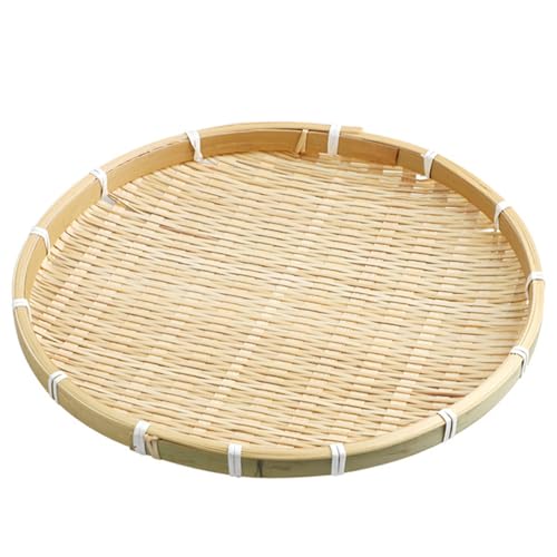 Bambus -Servierschale, runde flach flach gewebte Bambusschale ohne Loch dekorative Korbkörbe für Lebensmittellager, Obst, Snacks, 12 Zoll, Servierschalen Bambus -Servierschale, runde flach flach gewebte Bambusschale ohne Loch dekorative Korbkörbe für Lebensmittellager, Obst, Snacks, 12 Zoll, Servierschalen von Generisch
